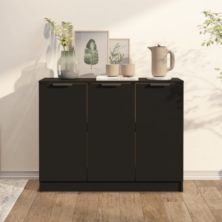 vidaXL Aparador de madera contrachapada negro 90,5x30x70 cm