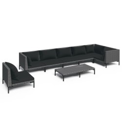 vidaXL Set sofás de jardín 8 pzas cojines ratán sintético gris oscuro