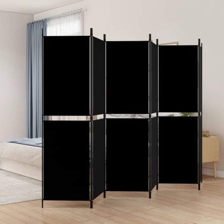 vidaXL Biombo divisor de 6 paneles de tela negro 300x180 cm