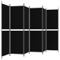 vidaXL Biombo divisor de 6 paneles de tela negro 300x180 cm vidaXL Biombo divisor de 6 paneles de tela negro 300x180 cm