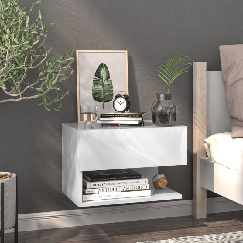 vidaXL Mesita de noche de pared blanca vidaXL Mesita de noche de pared blanca
