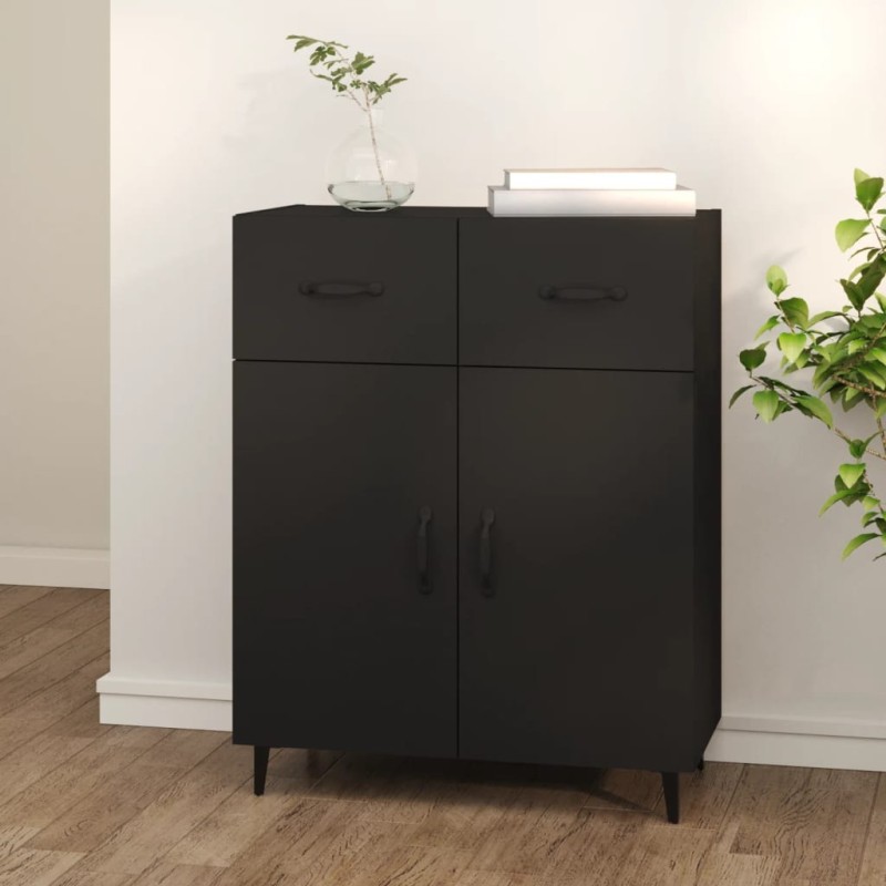 vidaXL Aparador de madera de ingeniería negro 69,5x34x90 cm