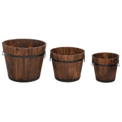 vidaXL Juego de maceteros cubo de madera 3 piezas madera maciza abeto