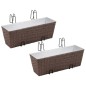 vidaXL Jardinera de balcón trapecio ratán marrón 50 cm 2 uds vidaXL Jardinera de balcón trapecio ratán marrón 50 cm 2 uds