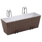 vidaXL Jardinera de balcón trapecio ratán marrón 50 cm 2 uds vidaXL Jardinera de balcón trapecio ratán marrón 50 cm 2 uds