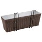 vidaXL Jardinera de balcón trapecio ratán marrón 50 cm 2 uds vidaXL Jardinera de balcón trapecio ratán marrón 50 cm 2 uds