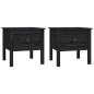 vidaXL Mesa auxiliar 2 uds de madera maciza de pino negro 50x50x49 cm vidaXL Mesa auxiliar 2 uds de madera maciza de pino negro 50x50x49 cm