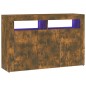 vidaXL Aparador con luces LED roble ahumado 115,5x30x75 cm vidaXL Aparador con luces LED roble ahumado 115,5x30x75 cm