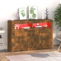 vidaXL Aparador con luces LED roble ahumado 115,5x30x75 cm vidaXL Aparador con luces LED roble ahumado 115,5x30x75 cm