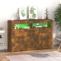 vidaXL Aparador con luces LED roble ahumado 115,5x30x75 cm vidaXL Aparador con luces LED roble ahumado 115,5x30x75 cm