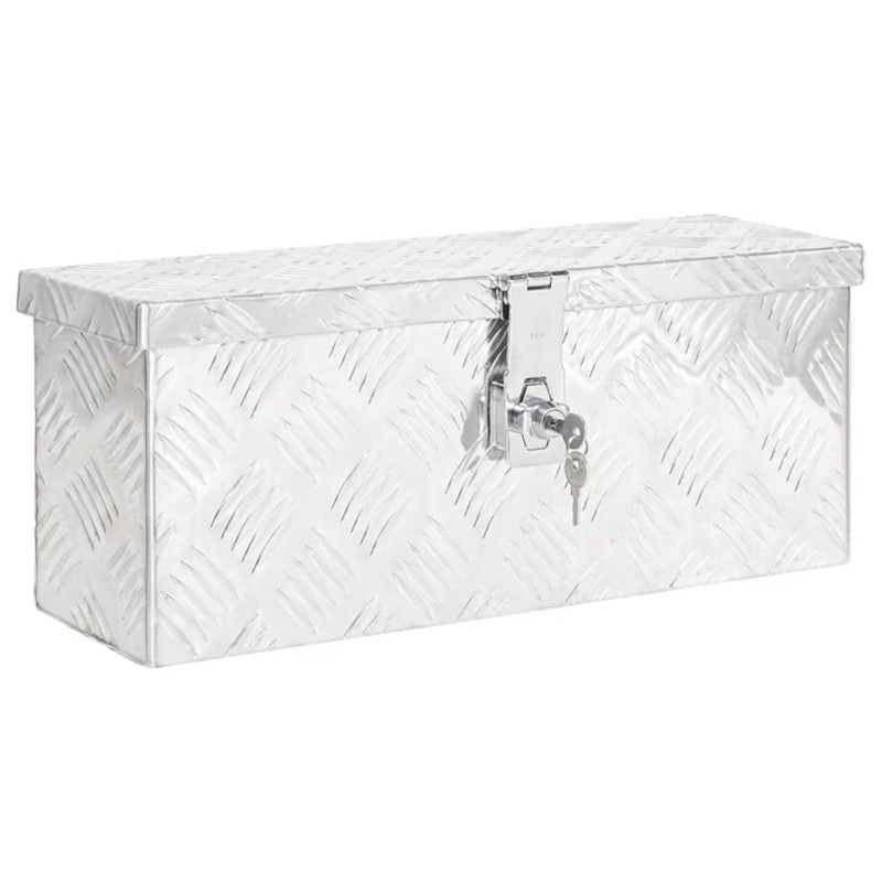 vidaXL Caja de almacenaje de aluminio plateado 50x15x20,5 cm