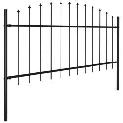 vidaXL Valla de jardín con puntas acero negro (0,5-0,75)x1,7 m