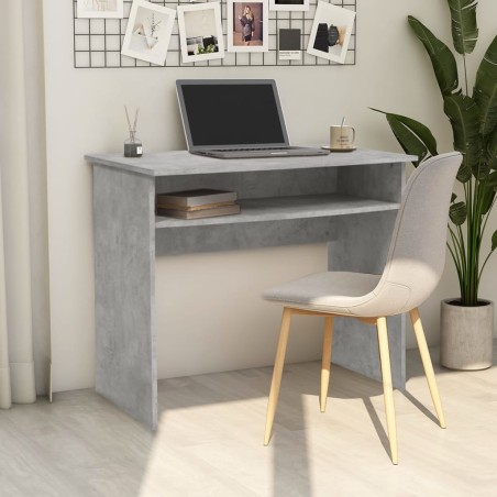 vidaXL Escritorio de madera contrachapada gris hormigón 90x50x74 cm