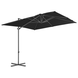 vidaXL Sombrilla voladiza con poste de acero negro 250x250 cm