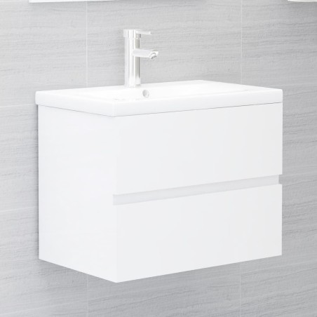 vidaXL Mueble de lavabo madera ingeniería blanco brillo 60x38,5x45 cm