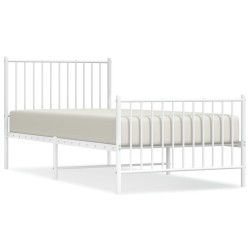 vidaXL Estructura cama metal con cabecero y pie cama blanca 90x200 cm