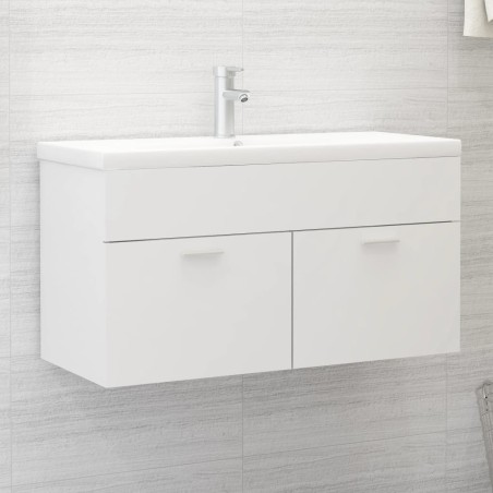 vidaXL Armario para lavabo madera contrachapada blanco 90x38,5x46 cm