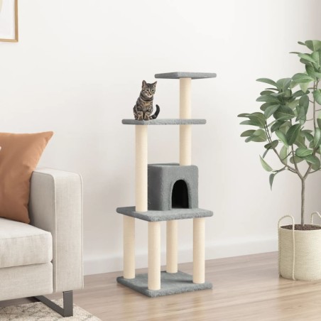 vidaXL Rascador para gatos con postes de sisal gris claro 105 cm