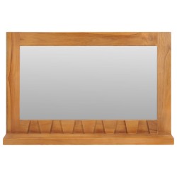vidaXL Espejo de pared con estante madera maciza de teca 60x12x40 cm