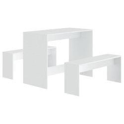 vidaXL Juego de comedor 3 piezas madera contrachapada blanco