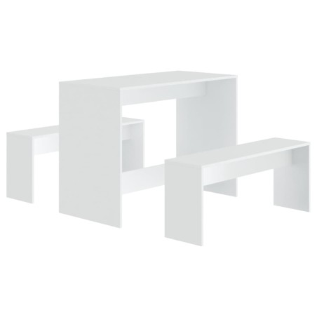 vidaXL Juego de comedor 3 piezas madera contrachapada blanco