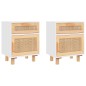 vidaXL Mesitas de noche 2 uds madera maciza pino blanco ratán natural vidaXL Mesitas de noche 2 uds madera maciza pino blanco ratán natural
