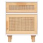 vidaXL Mesitas de noche 2 uds madera maciza pino blanco ratán natural vidaXL Mesitas de noche 2 uds madera maciza pino blanco ratán natural