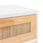 vidaXL Mesitas de noche 2 uds madera maciza pino blanco ratán natural vidaXL Mesitas de noche 2 uds madera maciza pino blanco ratán natural