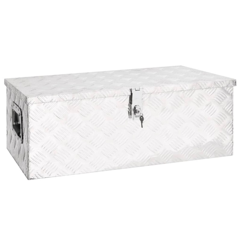 vidaXL Caja de almacenaje de aluminio plateado 80x39x30 cm vidaXL Caja de almacenaje de aluminio plateado 80x39x30 cm