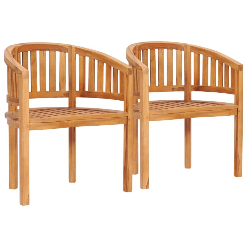 vidaXL Sillas con forma de banana 2 unidades de madera maciza de teca vidaXL Sillas con forma de banana 2 unidades de madera maciza de teca