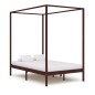 vidaXL Cama con dosel madera maciza de pino marrón oscuro 120x200 cm