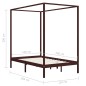 vidaXL Cama con dosel madera maciza de pino marrón oscuro 120x200 cm