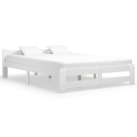 vidaXL Estructura de cama de madera maciza de pino blanco 160x200 cm