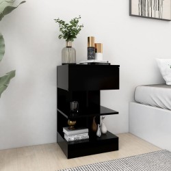 vidaXL Mesita de noche madera contrachapada negro 40x35x65 cm