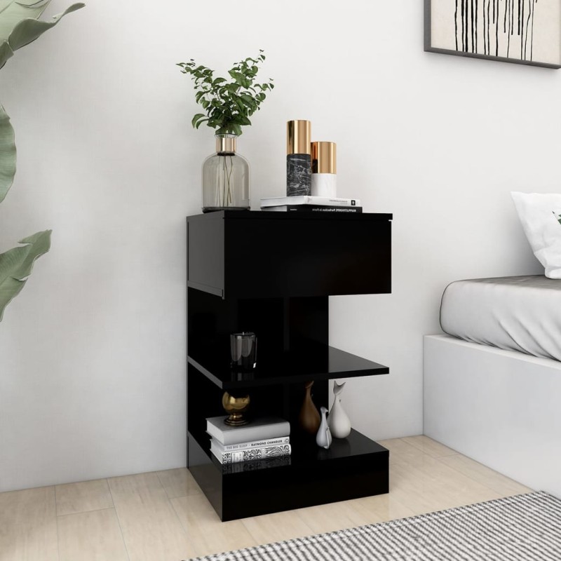 vidaXL Mesita de noche madera contrachapada negro 40x35x65 cm vidaXL Mesita de noche madera contrachapada negro 40x35x65 cm