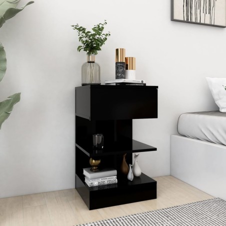vidaXL Mesita de noche madera contrachapada negro 40x35x65 cm