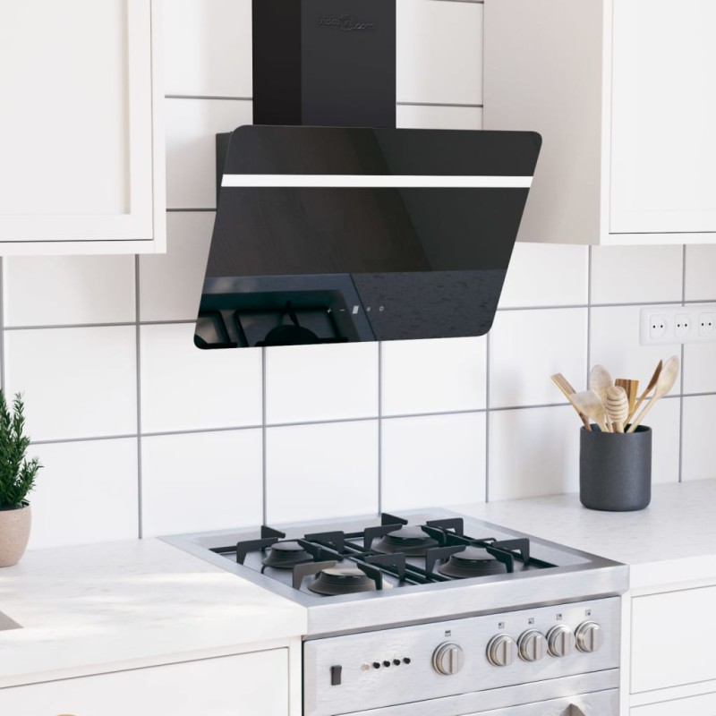 vidaXL Campana extractora pared acero y vidrio templado negro 60 cm vidaXL Campana extractora pared acero y vidrio templado negro 60 cm