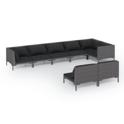 vidaXL Set sofás de jardín 8 pzas cojines ratán sintético gris oscuro