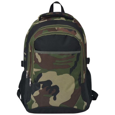 vidaXL Mochila de colegio 40 L negra y camuflaje