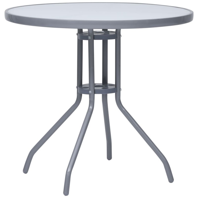 vidaXL Mesa de jardín acero y vidrio gris claro 80 cm vidaXL Mesa de jardín acero y vidrio gris claro 80 cm