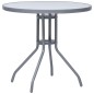 vidaXL Mesa de jardín acero y vidrio gris claro 80 cm vidaXL Mesa de jardín acero y vidrio gris claro 80 cm