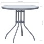 vidaXL Mesa de jardín acero y vidrio gris claro 80 cm vidaXL Mesa de jardín acero y vidrio gris claro 80 cm