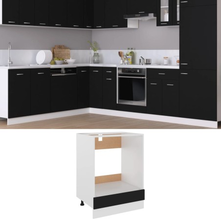 vidaXL Armario de horno de madera contrachapada negro 60x46x81,5 cm