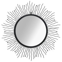 vidaXL Espejo de pared con forma de sol radiante 80 cm negro