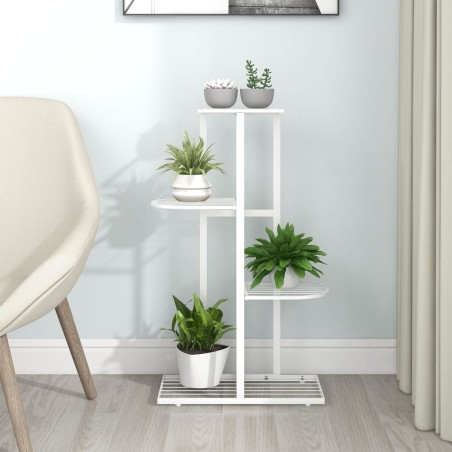 vidaXL Soporte de flores de 4 estantes de metal blanco 43x22x76 cm