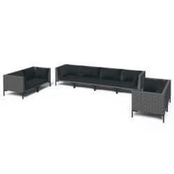 vidaXL Set sofás de jardín 8 pzas cojines ratán sintético gris oscuro
