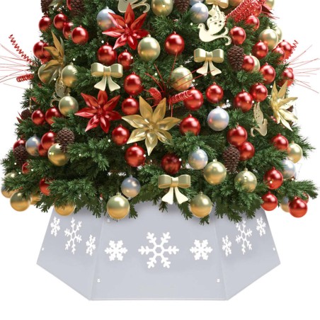 vidaXL Falda del árbol de Navidad plateada y blanca Ø68x25 cm
