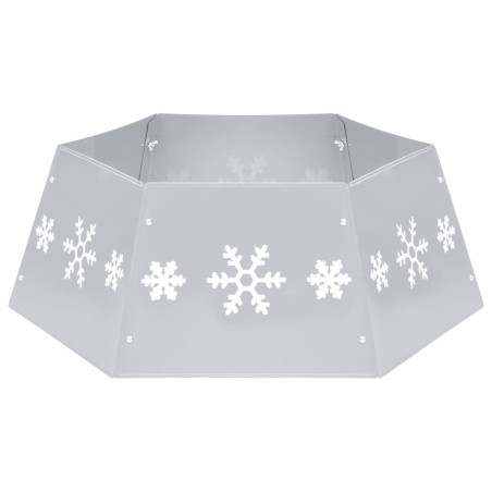 vidaXL Falda del árbol de Navidad plateada y blanca Ø68x25 cm