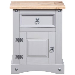 vidaXL Mesita de noche Corona Range pino mexicano gris 53x39x66 cm