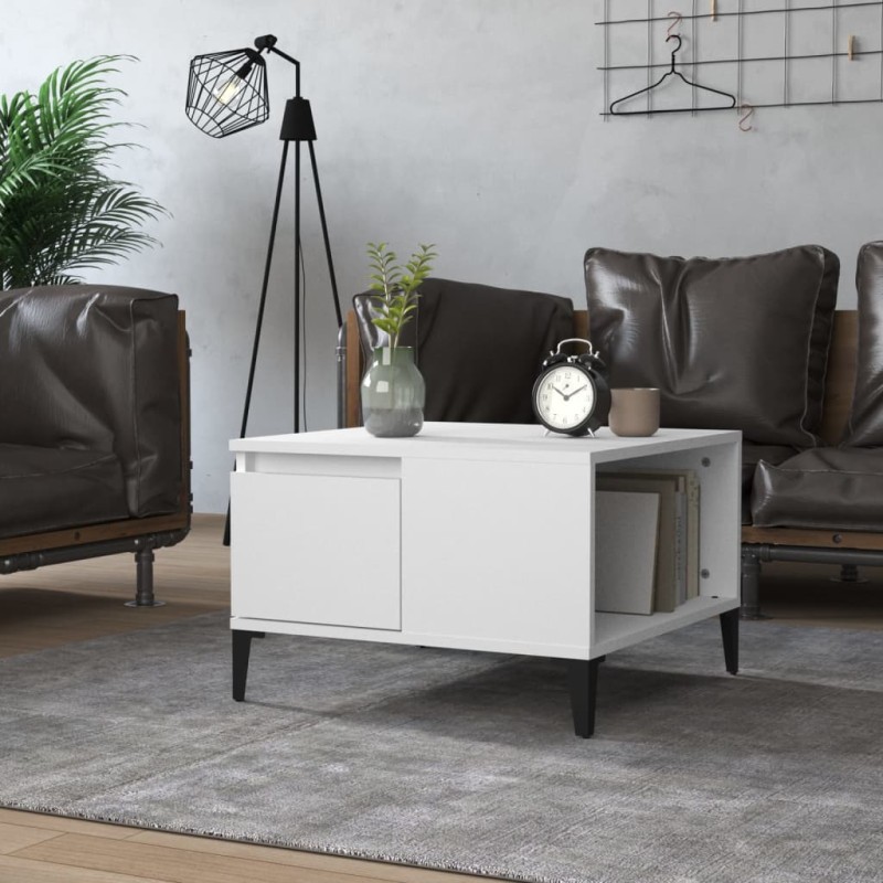 vidaXL Mesa de centro madera contrachapada blanco 55x55x36,5 cm vidaXL Mesa de centro madera contrachapada blanco 55x55x36,5 cm